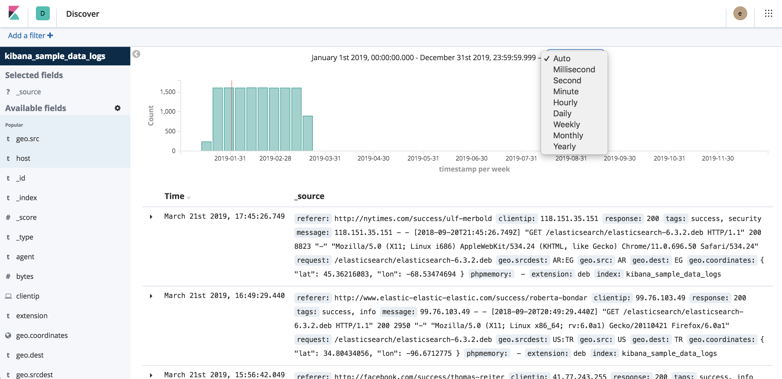 Time range selector in Histogram