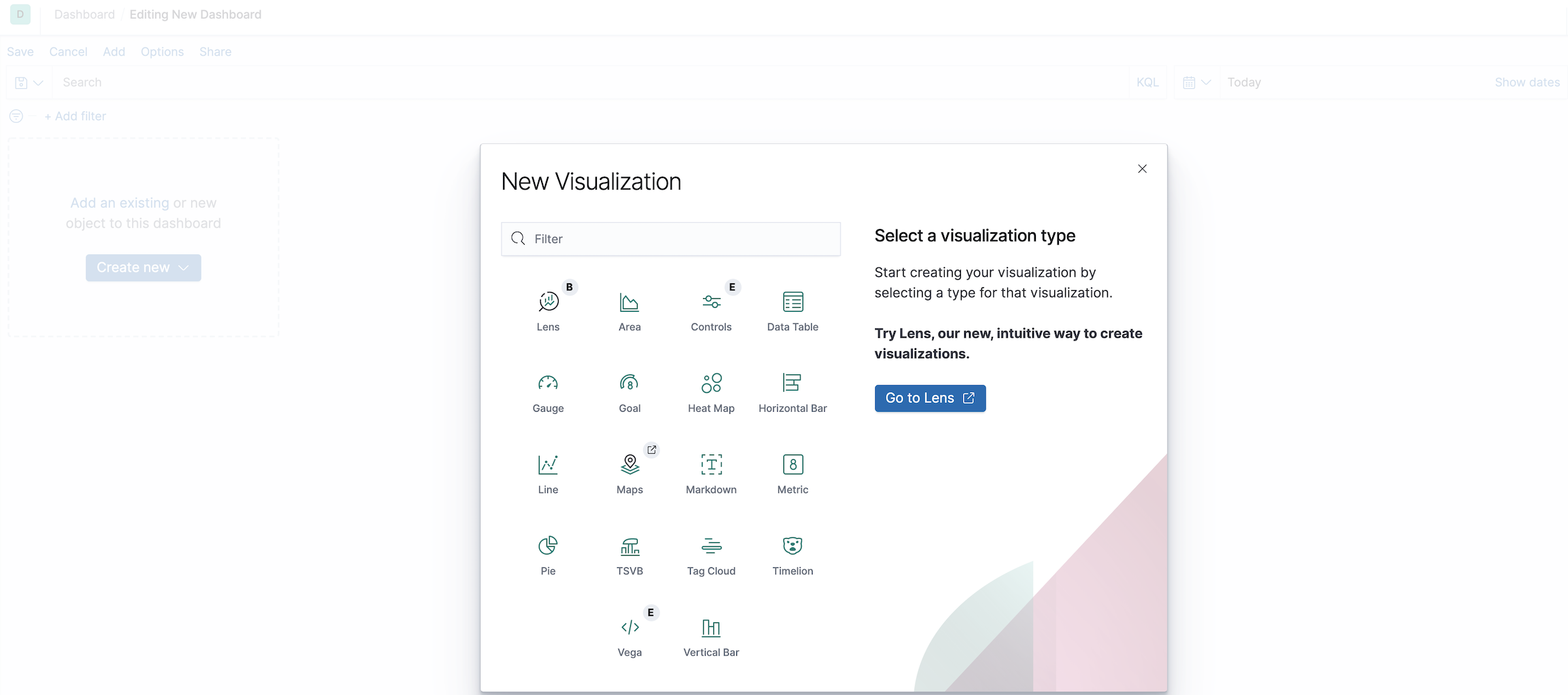 Example add new visualization to dashboard