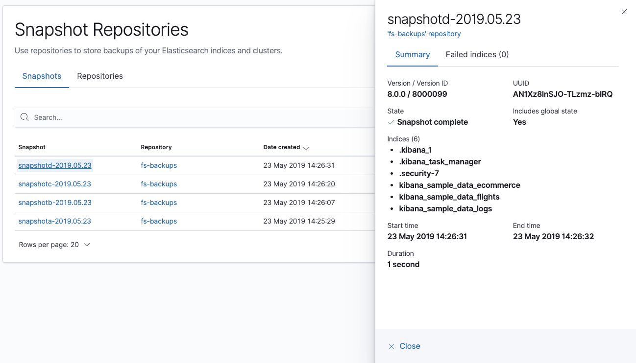 Snapshot repositories