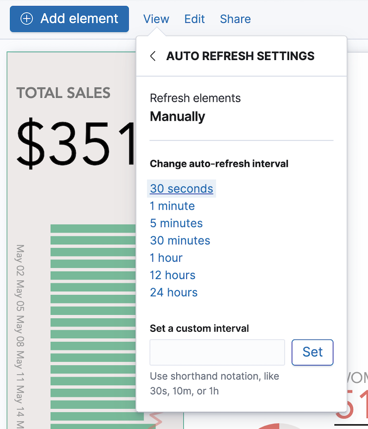 Element data refresh interval