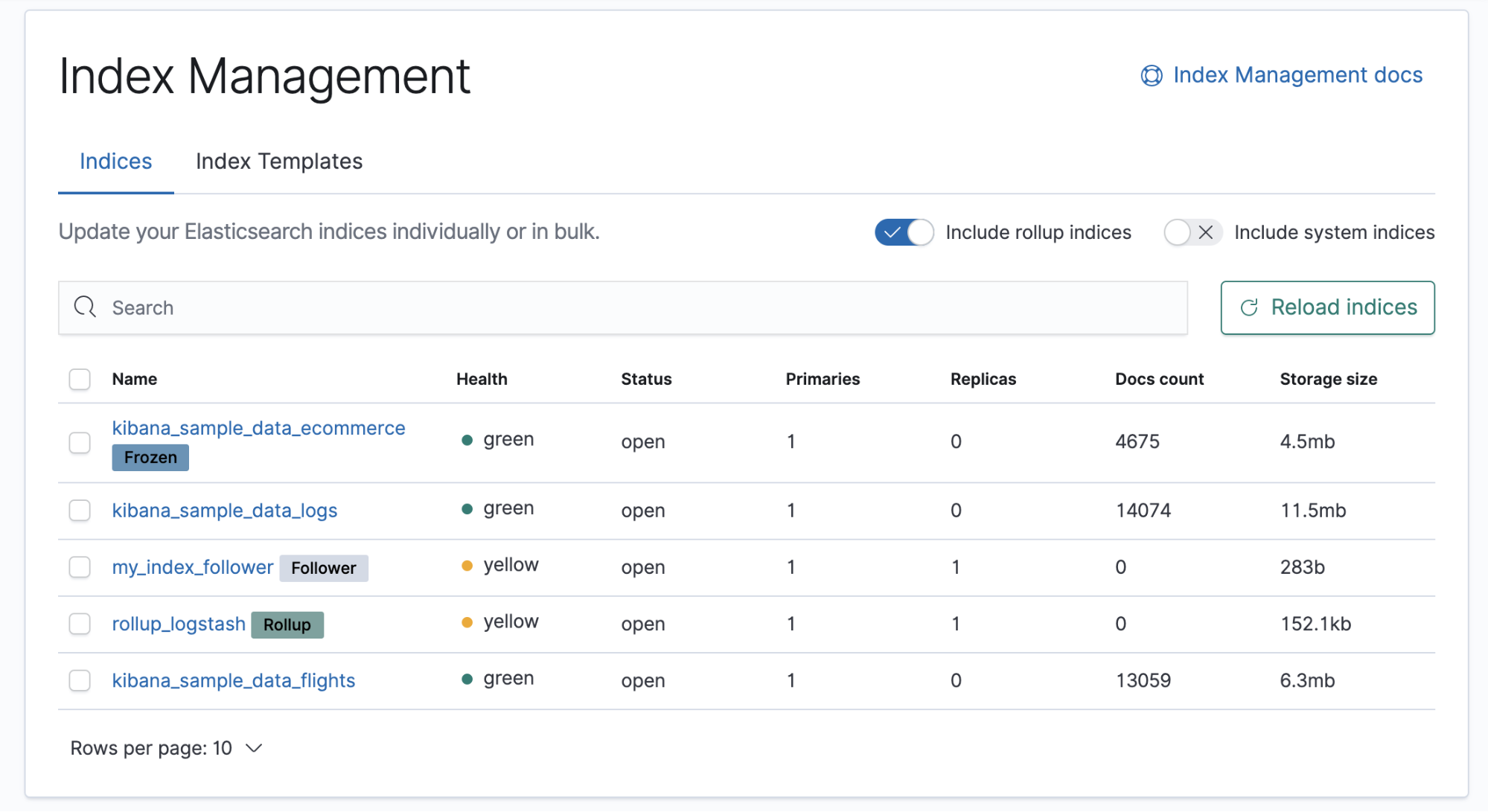 Index Management UI