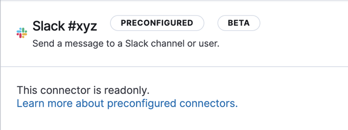 Pre-configured connector view details