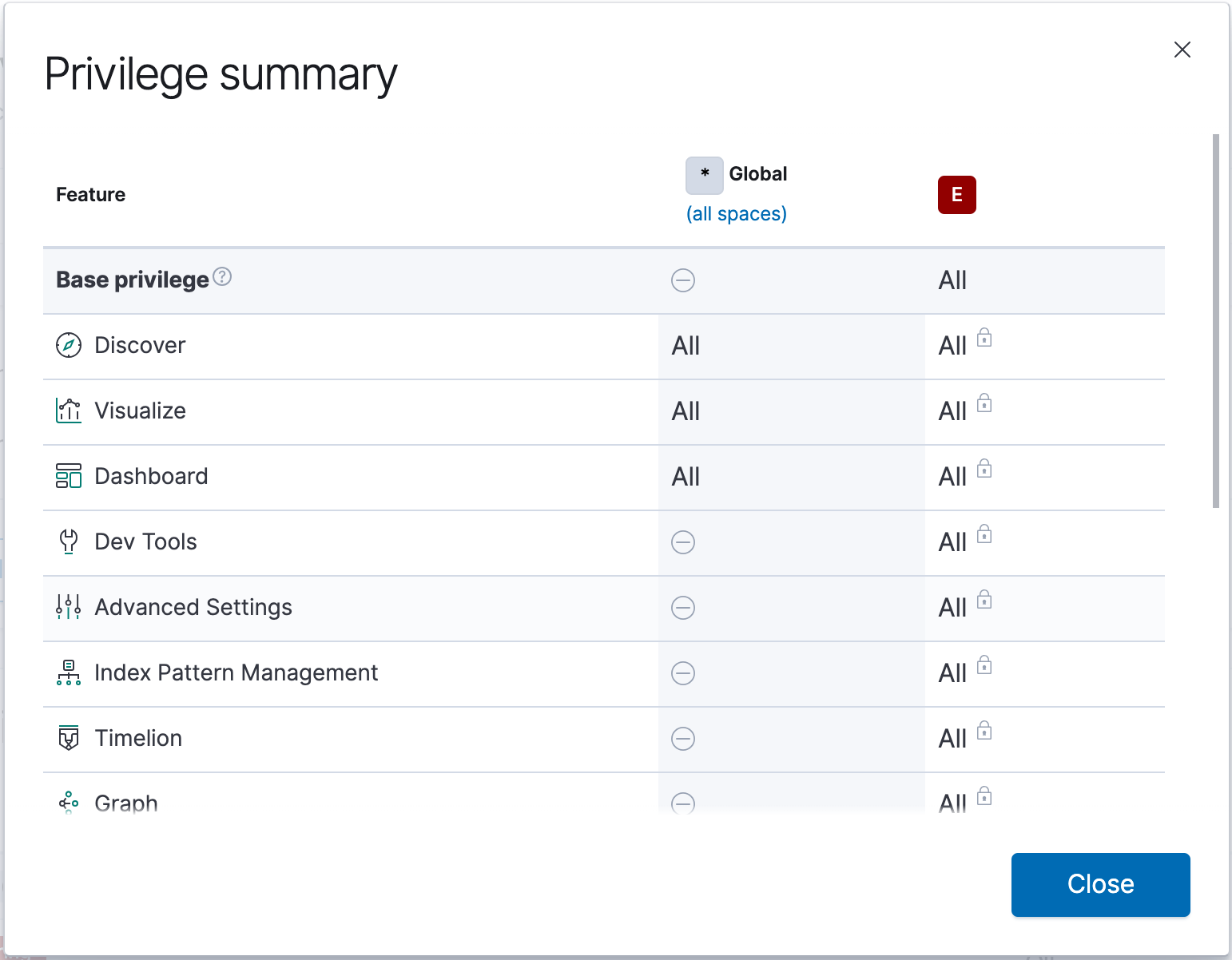 View privilege summary