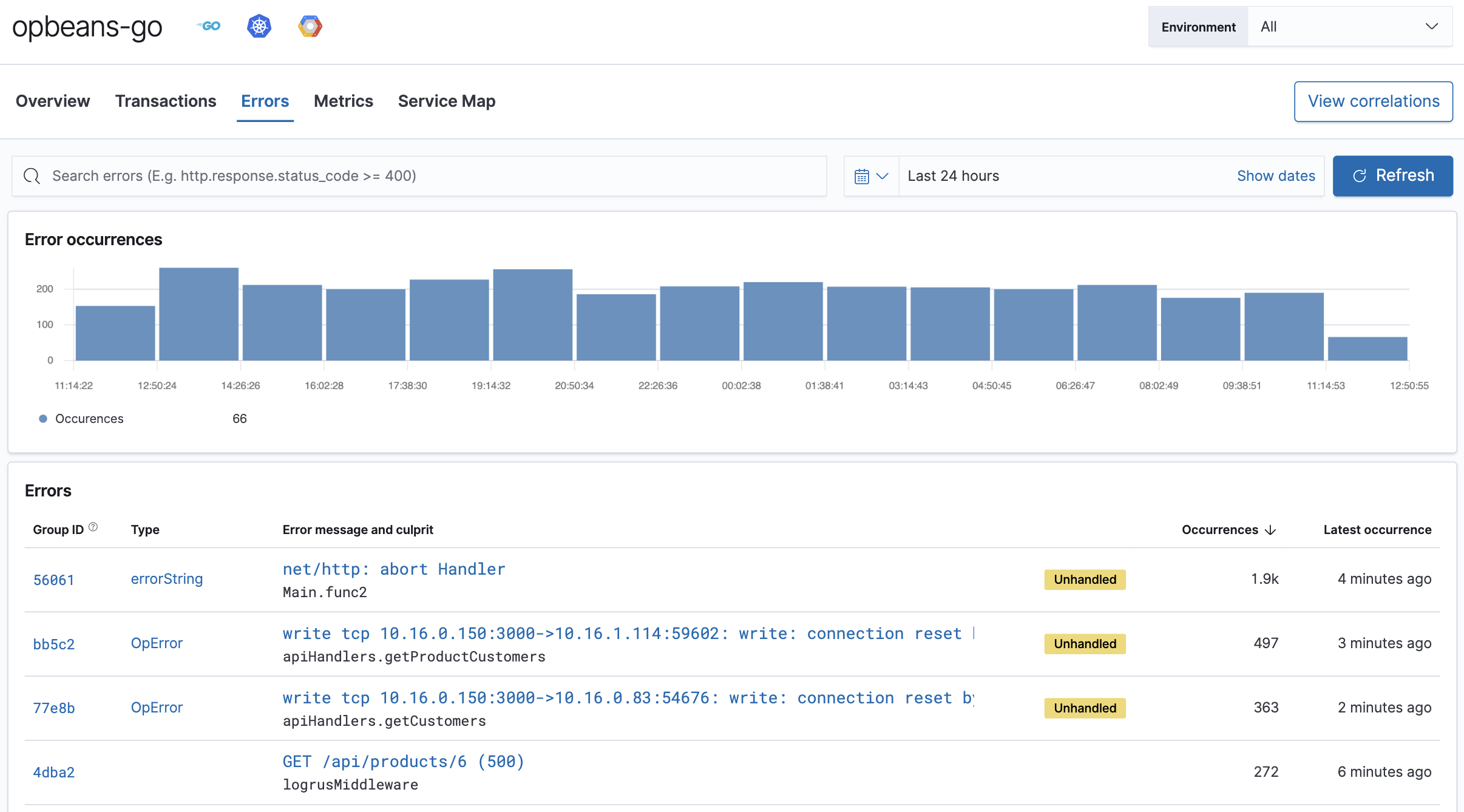 APM Errors overview