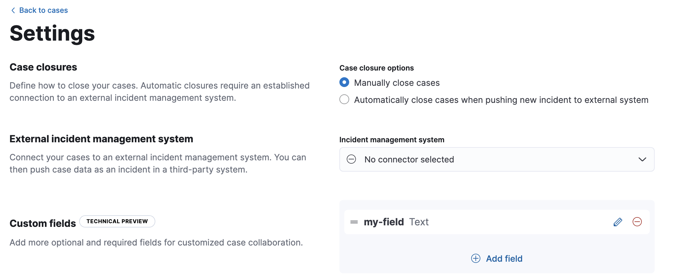 View custom fields in case settings