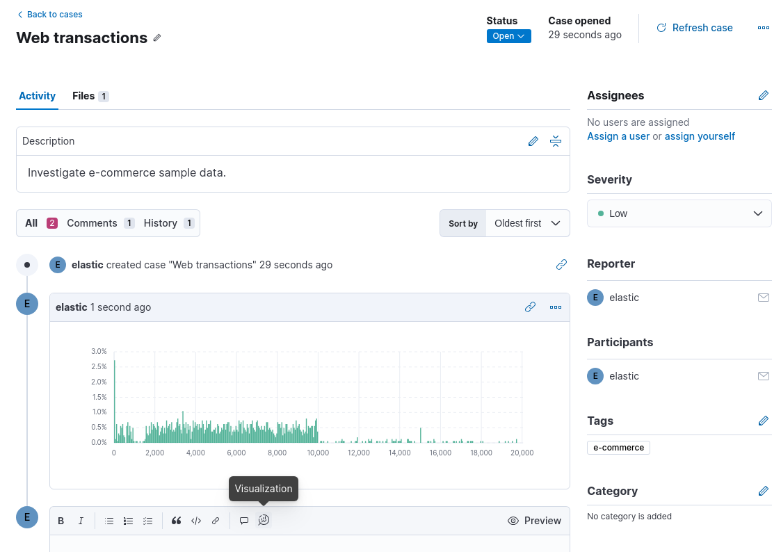 Adding a visualization as a comment within a case