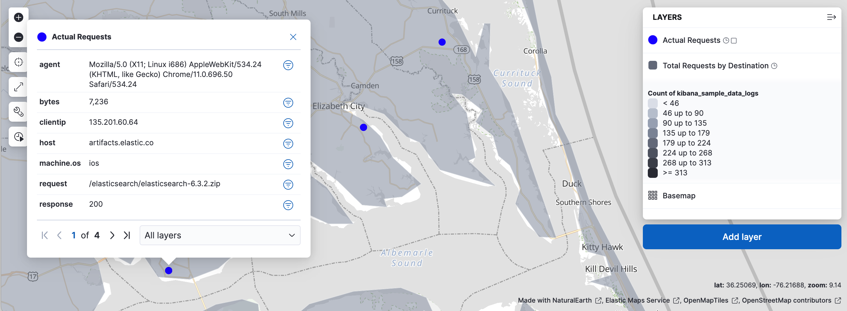 Map showing what zoom level looks like a level 9