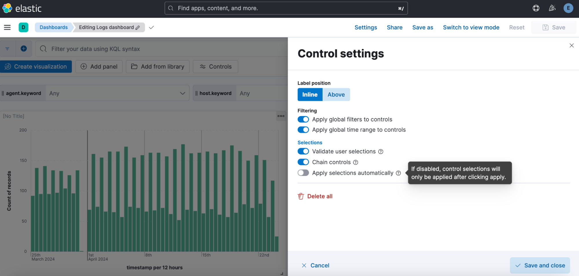 An image of the control settings in the UI.