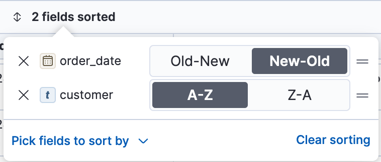 Multi field sort in the document table