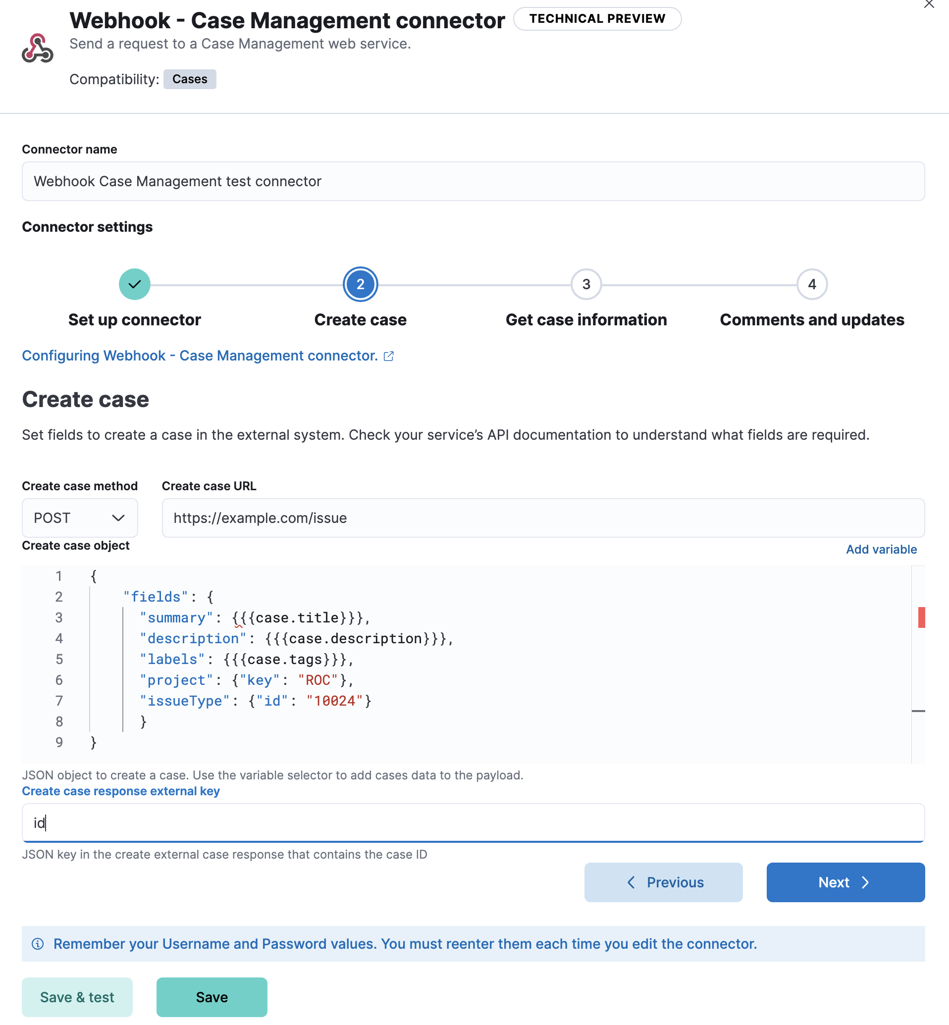 Add case creation details in the Webhook - Case Management connector