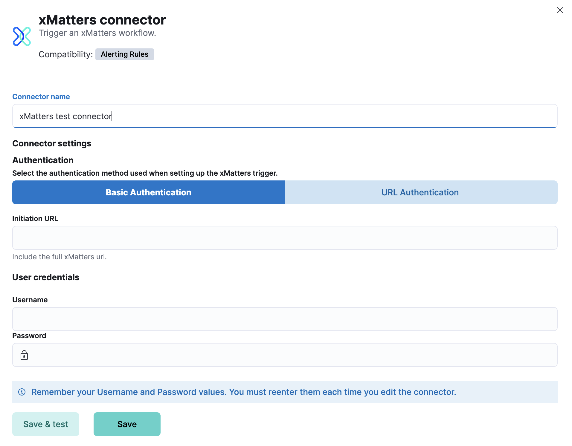 xMatters connector with basic authentication