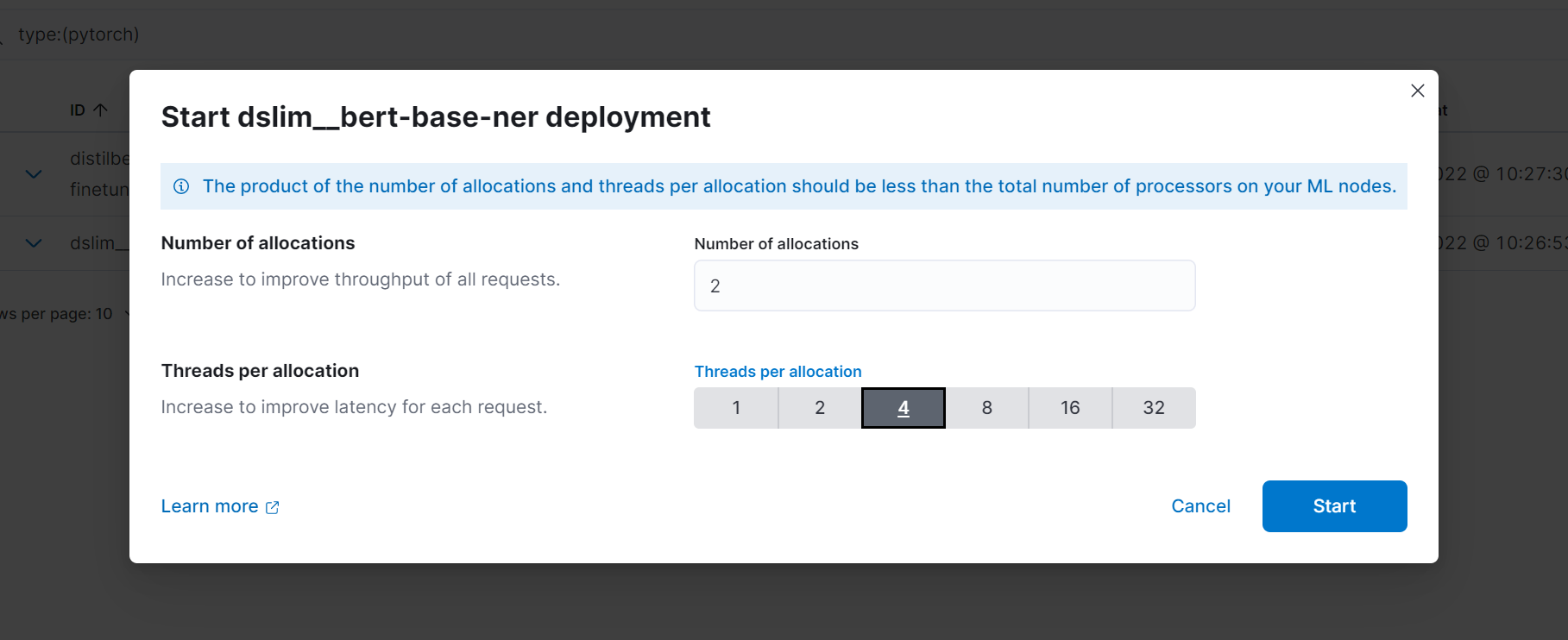 Using the UI to set `number of allocations` and `threads per allocation`