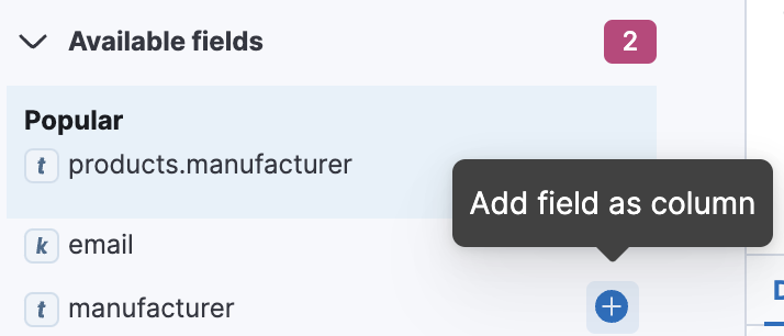 How to add a field as a column in the table