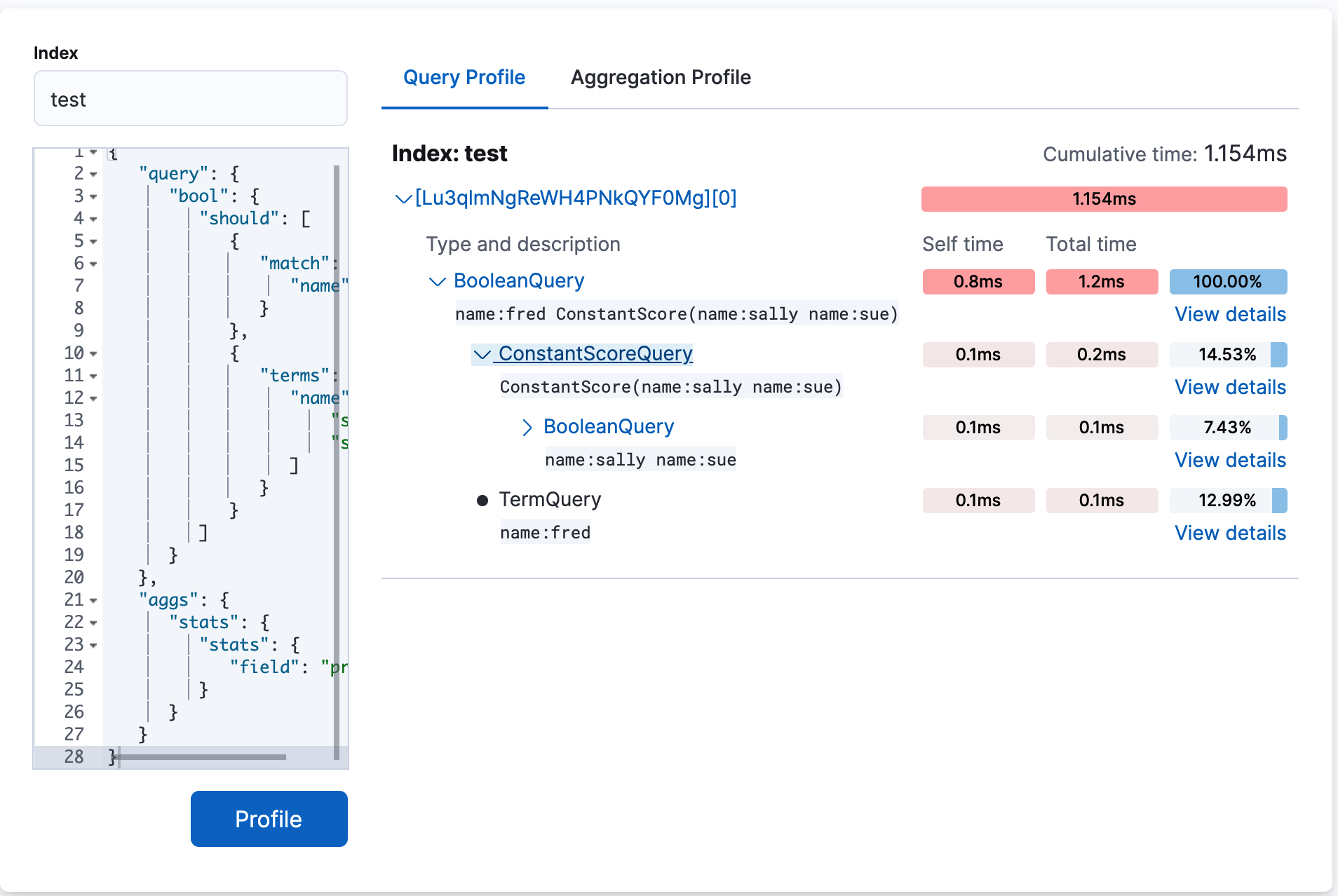 Profiling the more complicated query