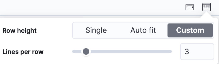 Row height settings for the document table