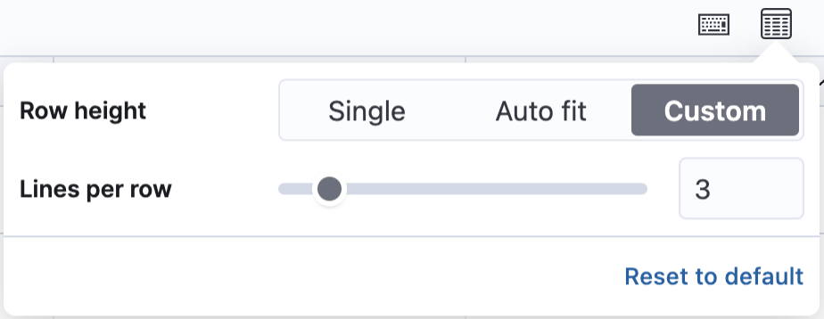 Row height settings for the document table