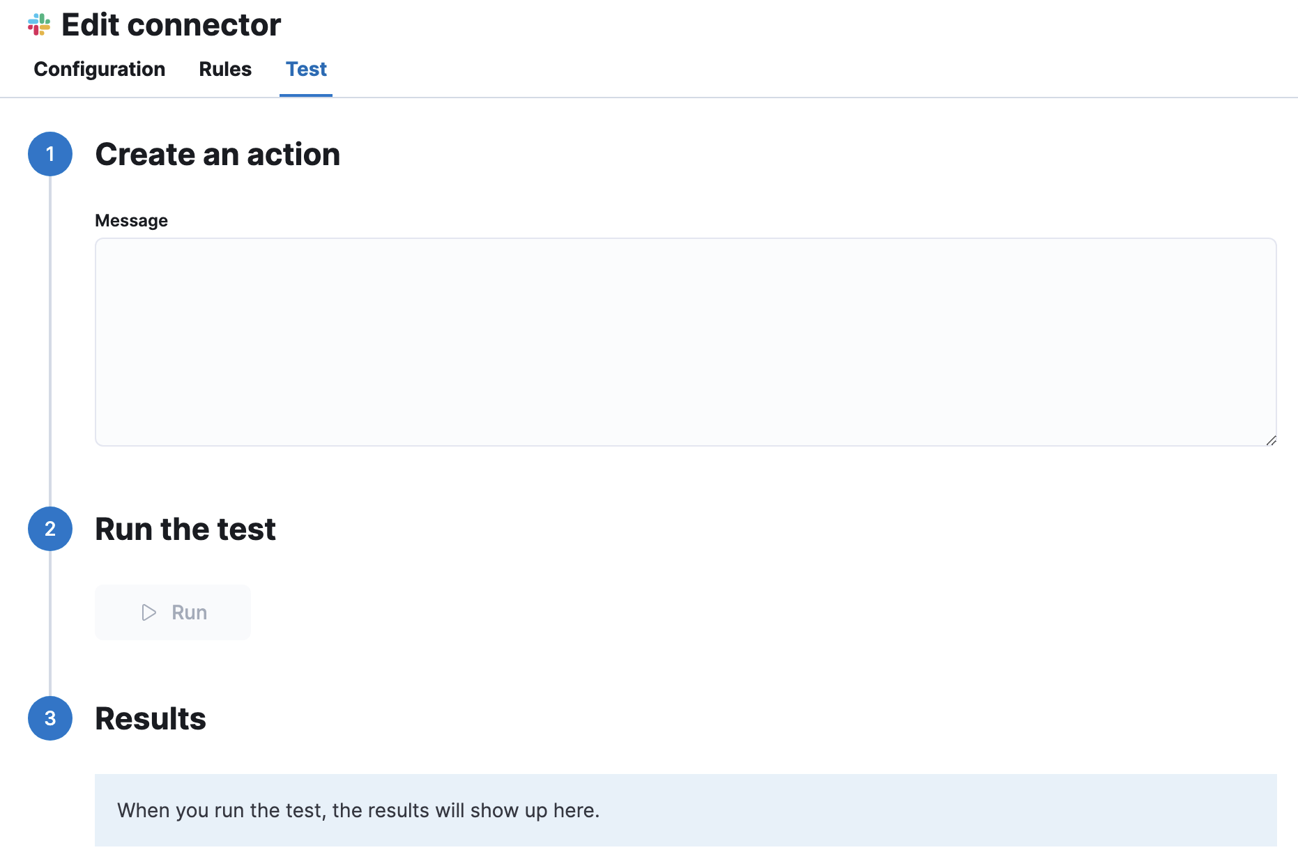 Slack webhook connector test