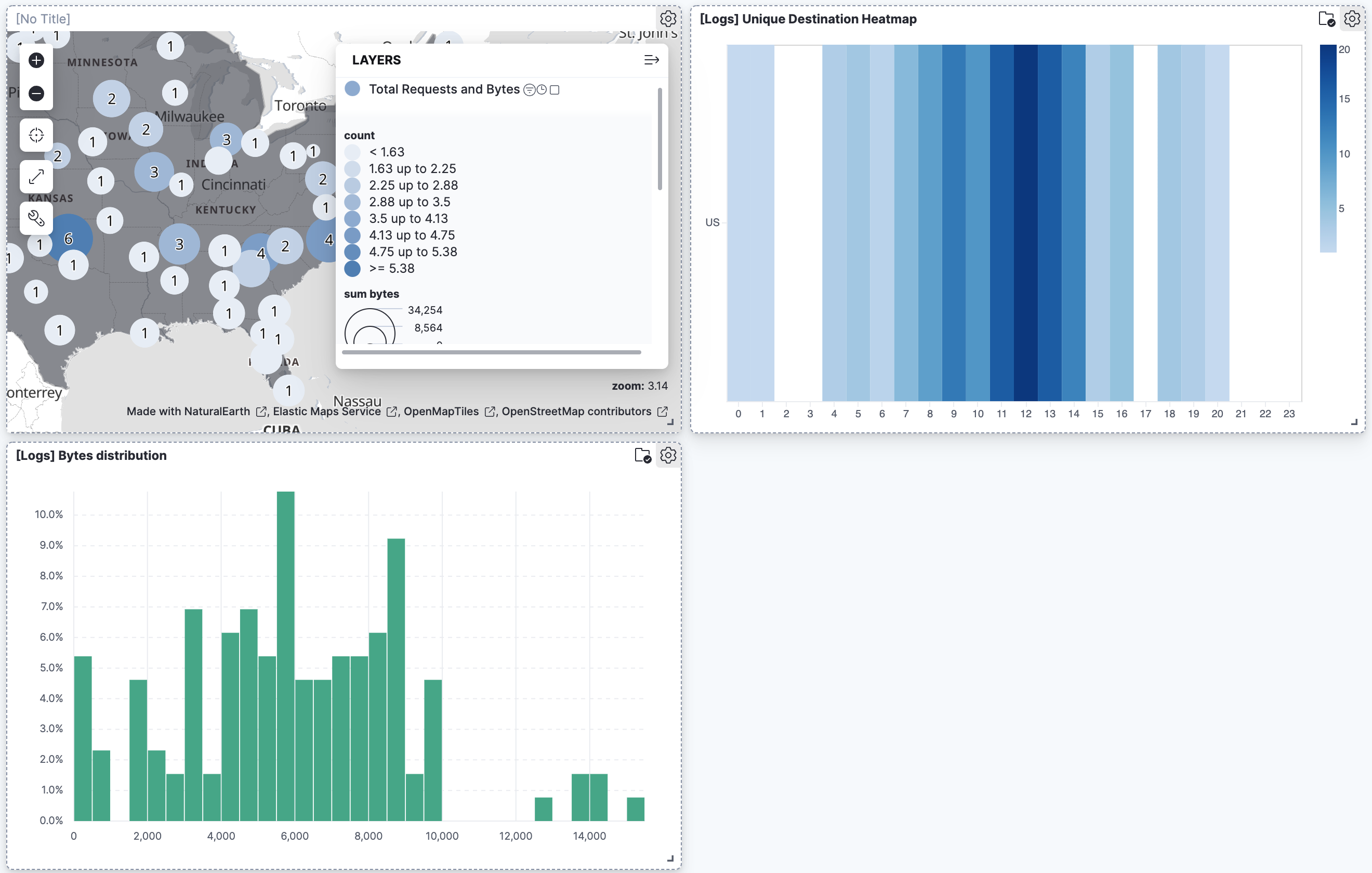 Map showing filtered data