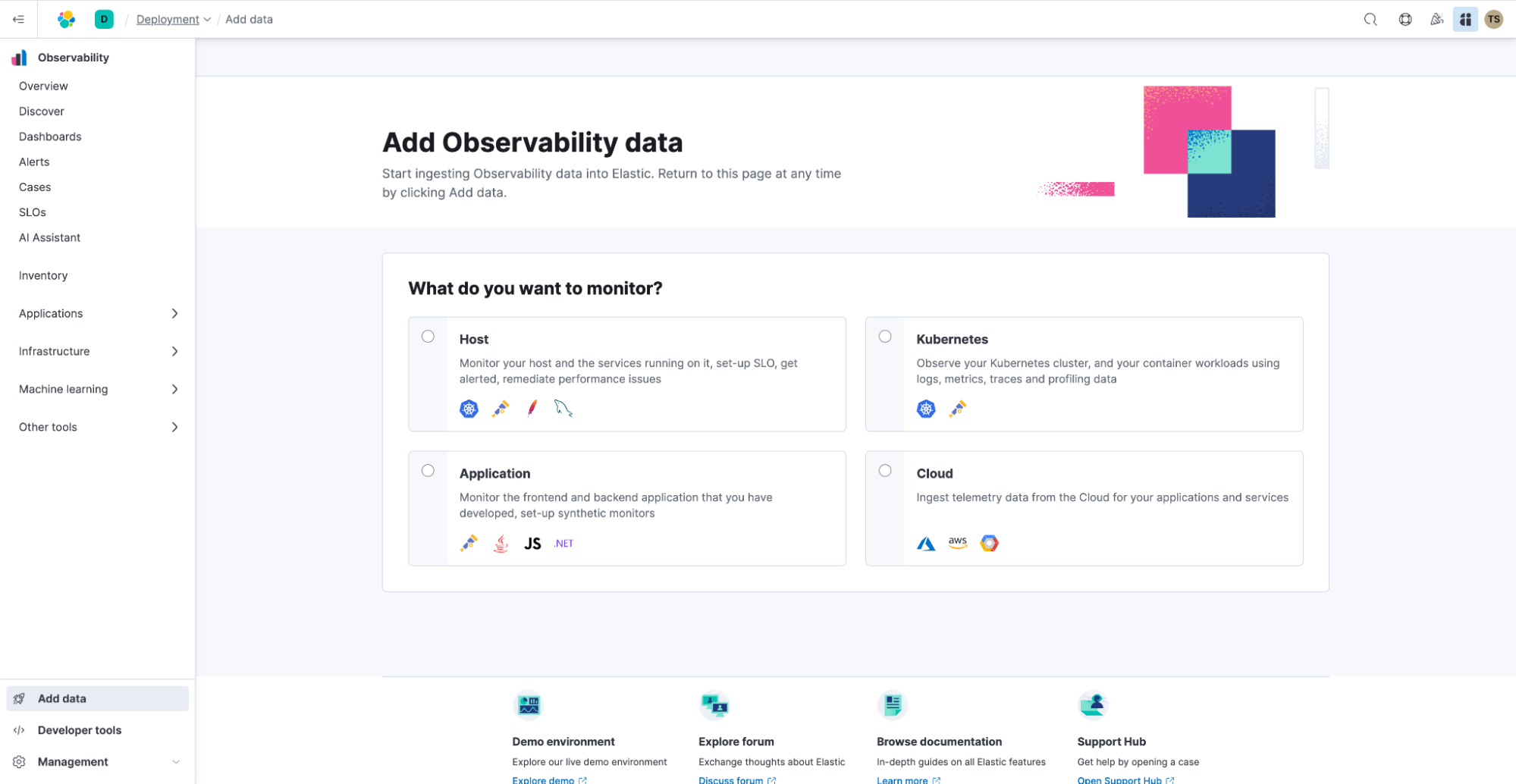 Example of observability solution view