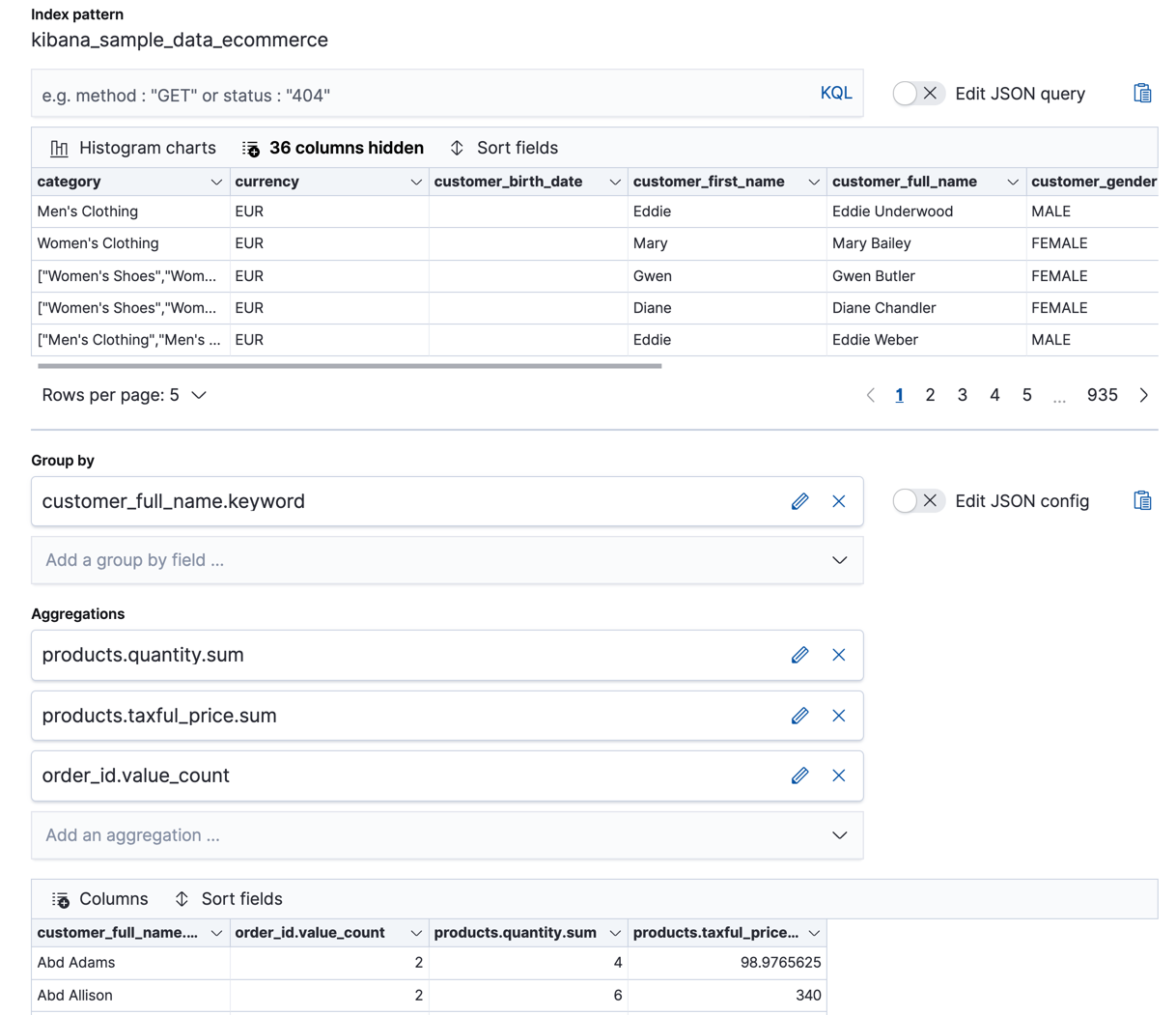 Creating a transform in Kibana