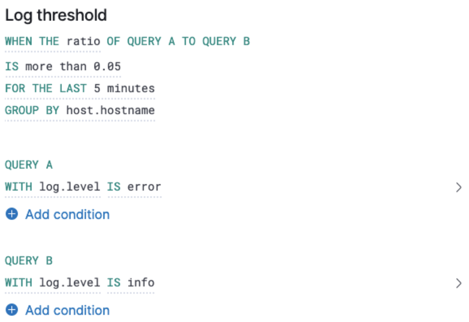 Log ratio alerting