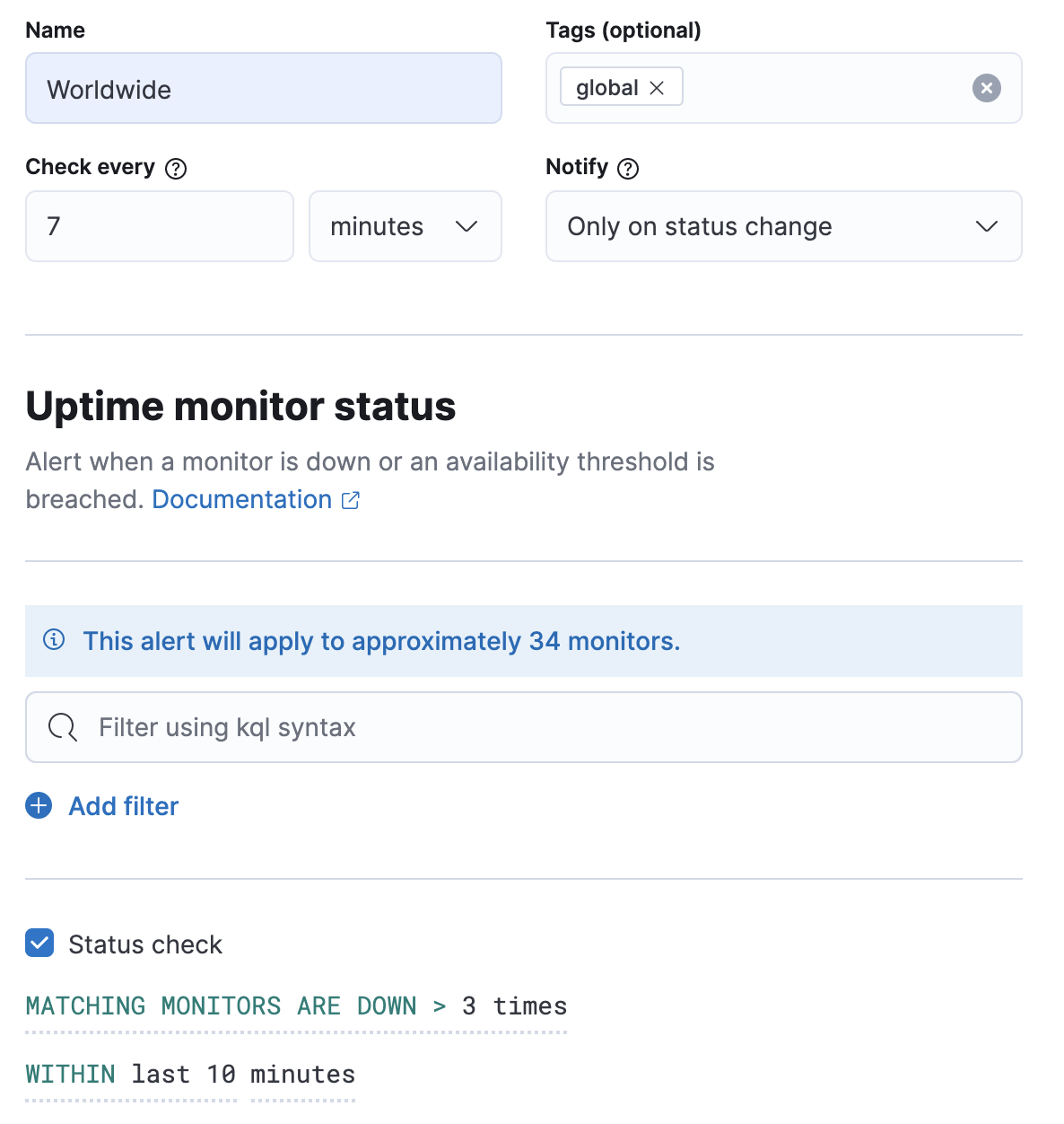 Monitor status rule