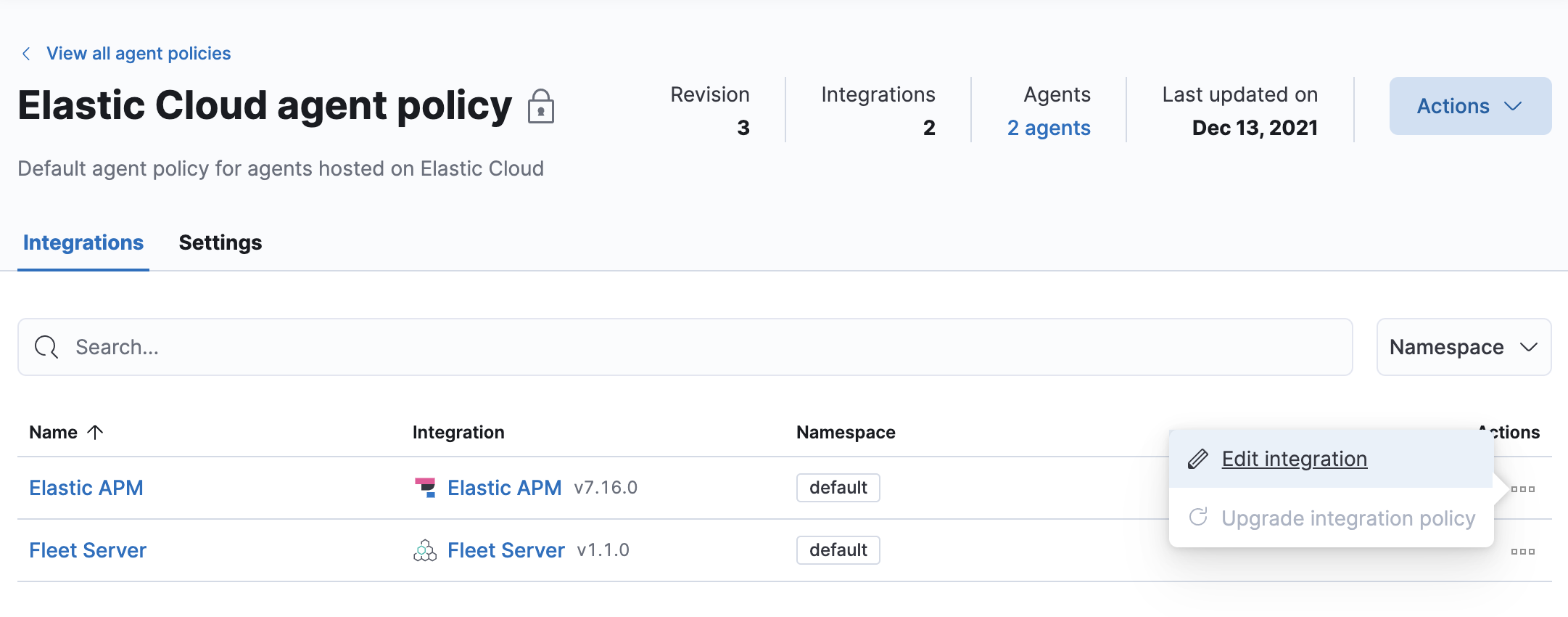 Edit the APM integration