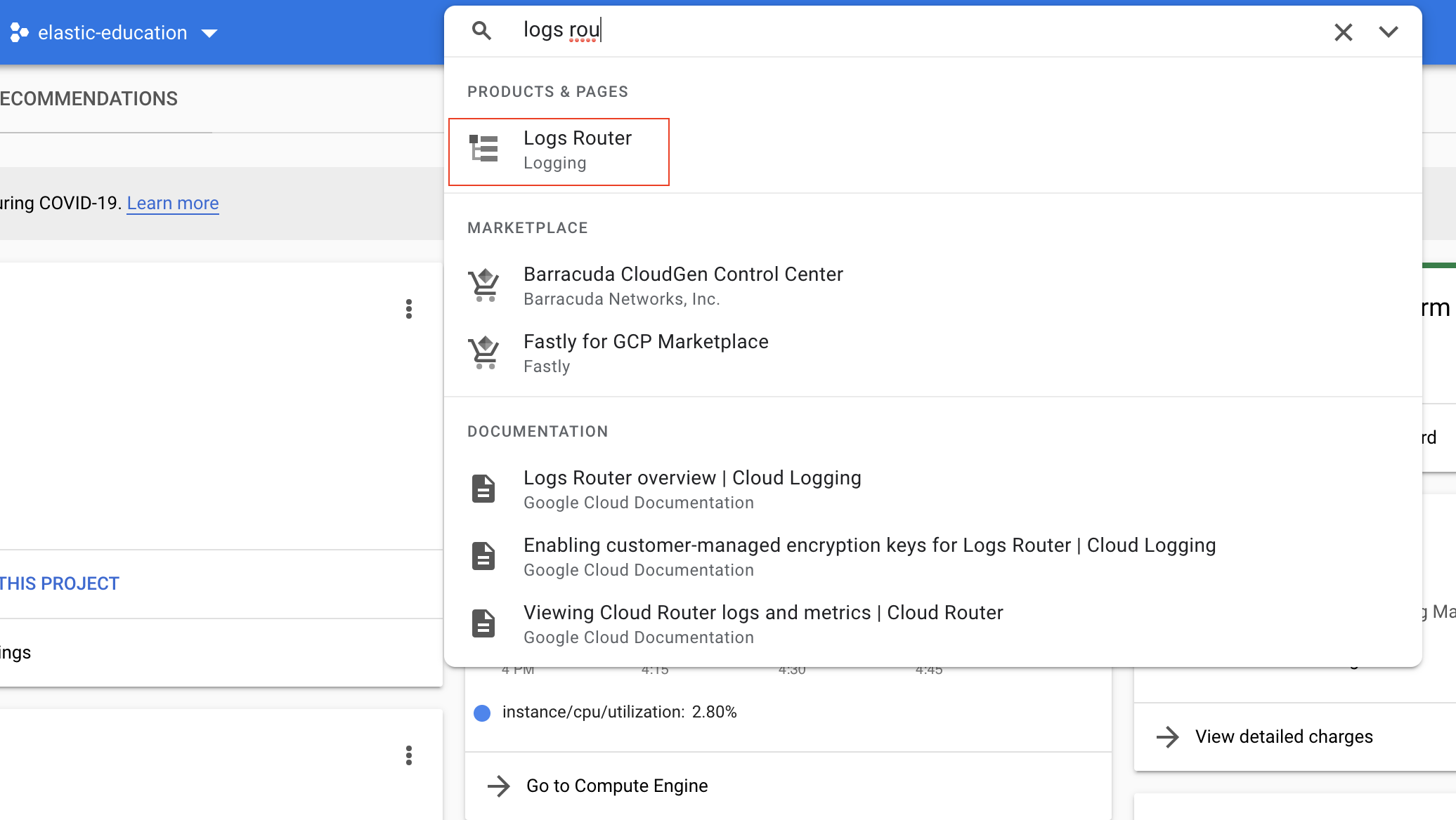 Navigate to Logs Router page