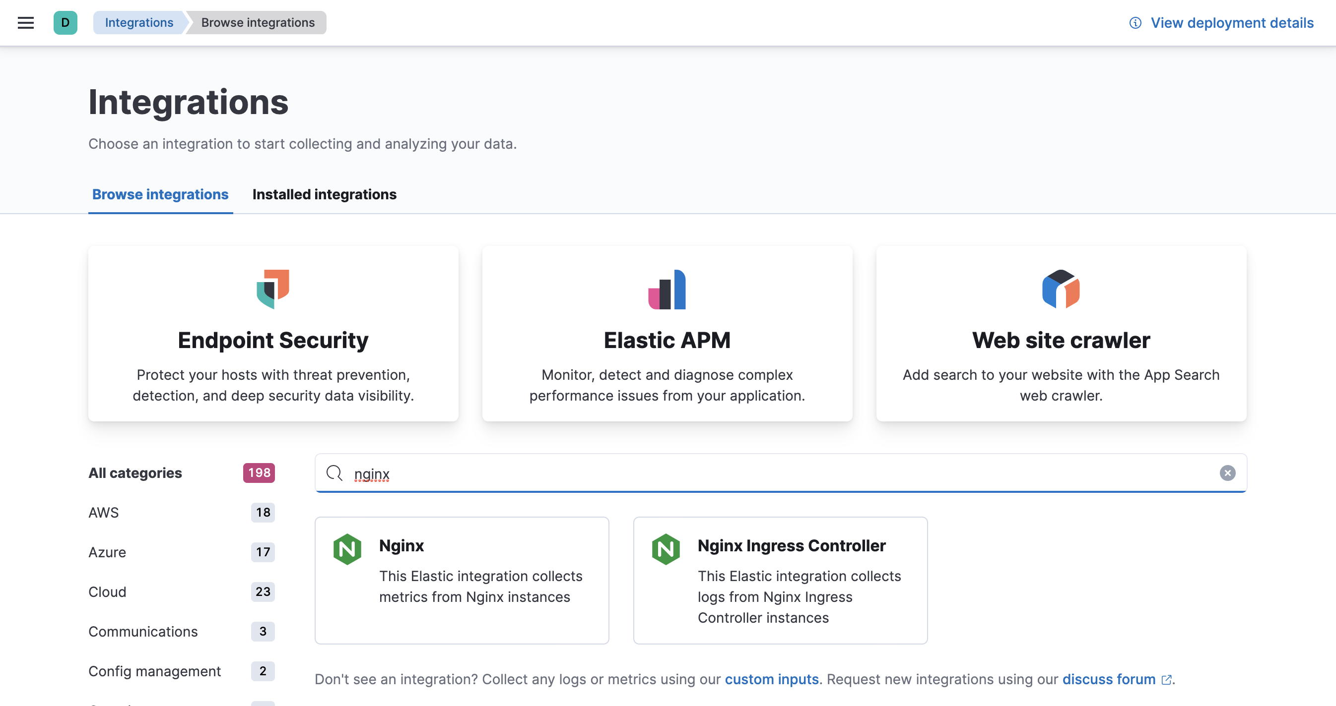 Fleet showing Nginx integration