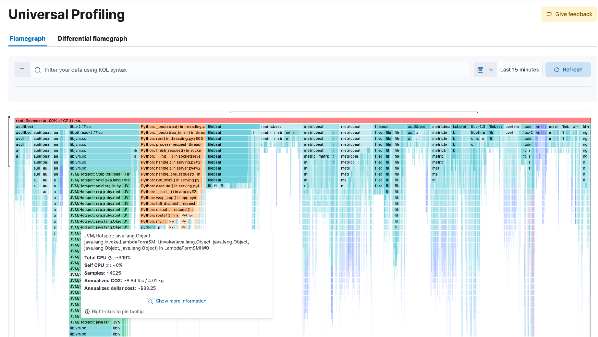 Elastic Cloud Profiling UI