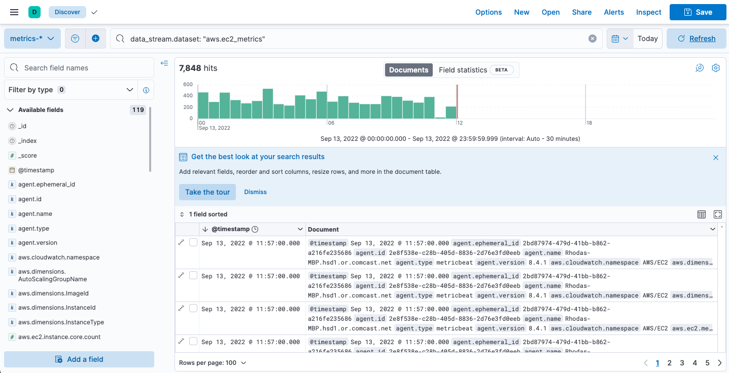 Screenshot of the Discover app showing EC2 metrics