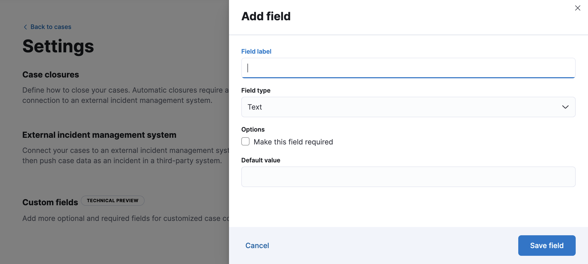 Add a custom field in case settings