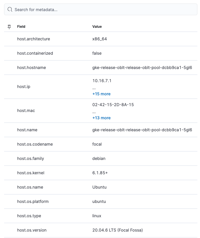 Container metadata