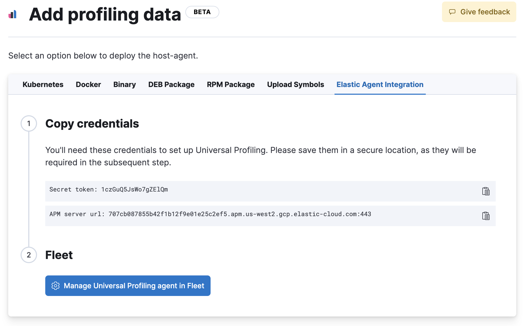 profiling elastic agent