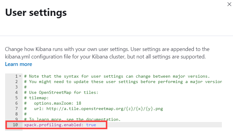 profiling enable user settings