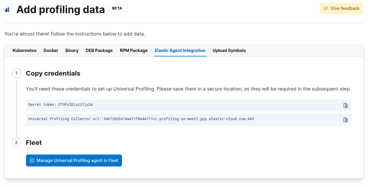 profiling elastic agent