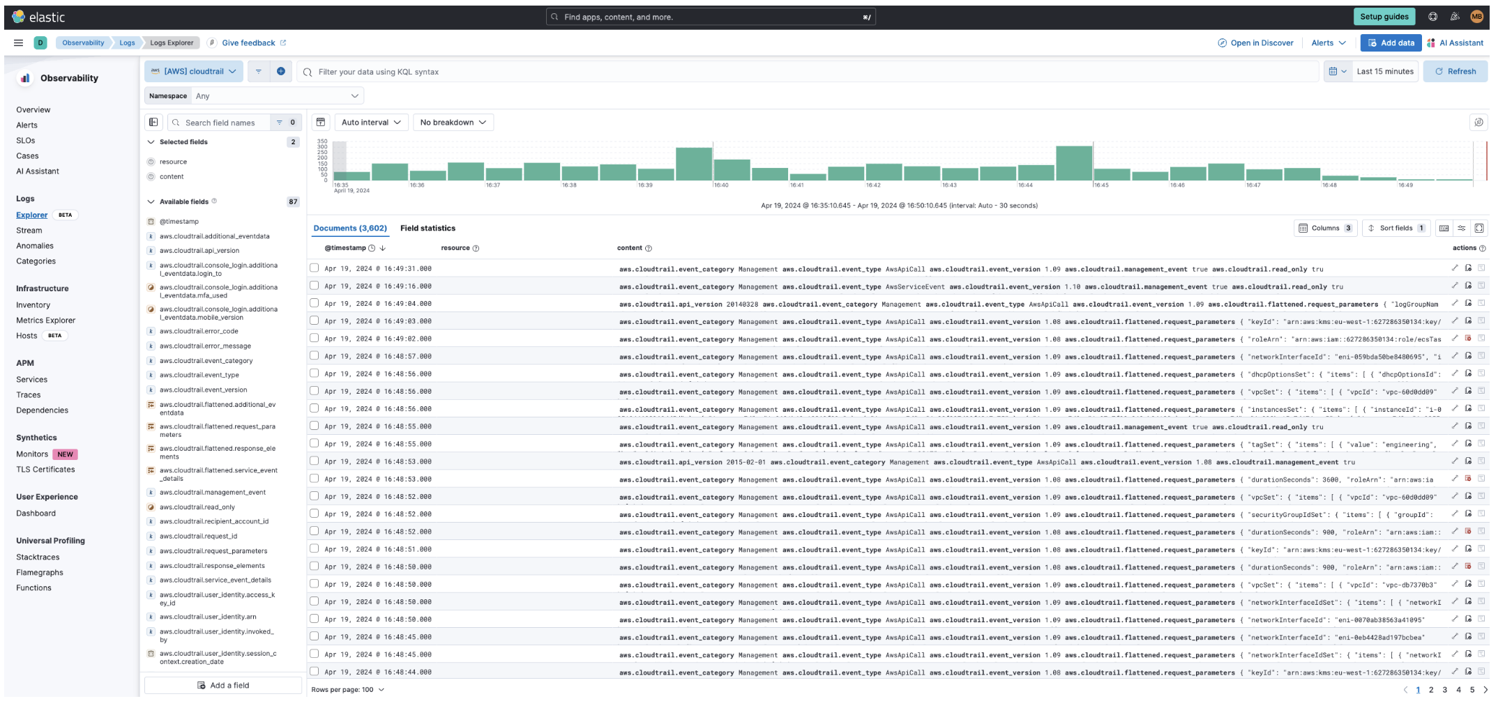 Visualize CloudTrail logs with Logs explorer