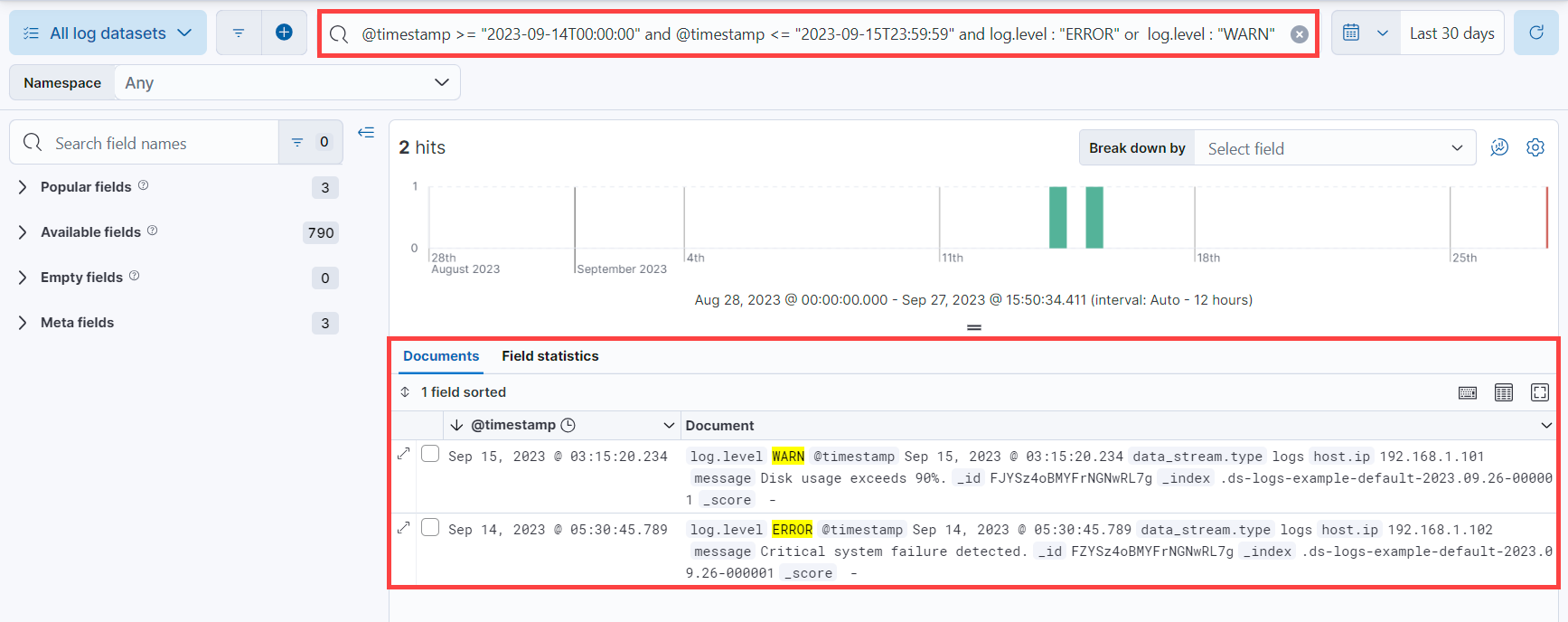 Filter data by log level using KQL