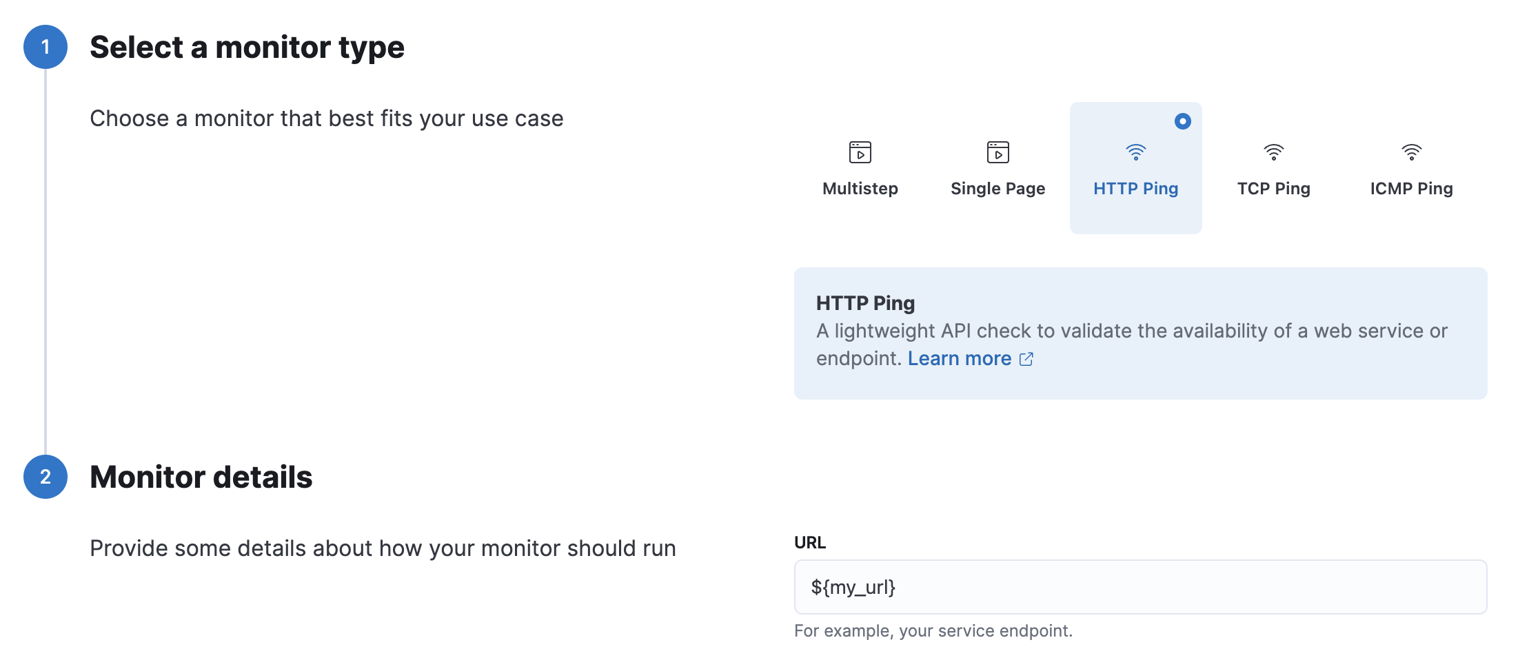 Use a param in a lightweight monitor created in the Synthetics UI