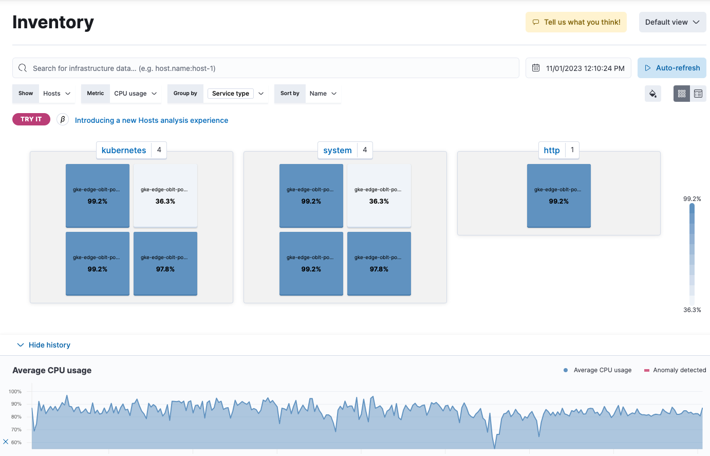 Infrastructure app in Kibana