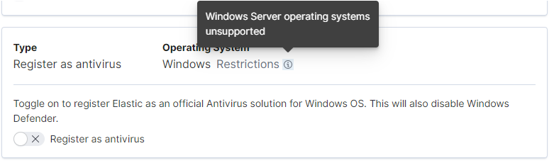 Detail of Register as antivirus option.