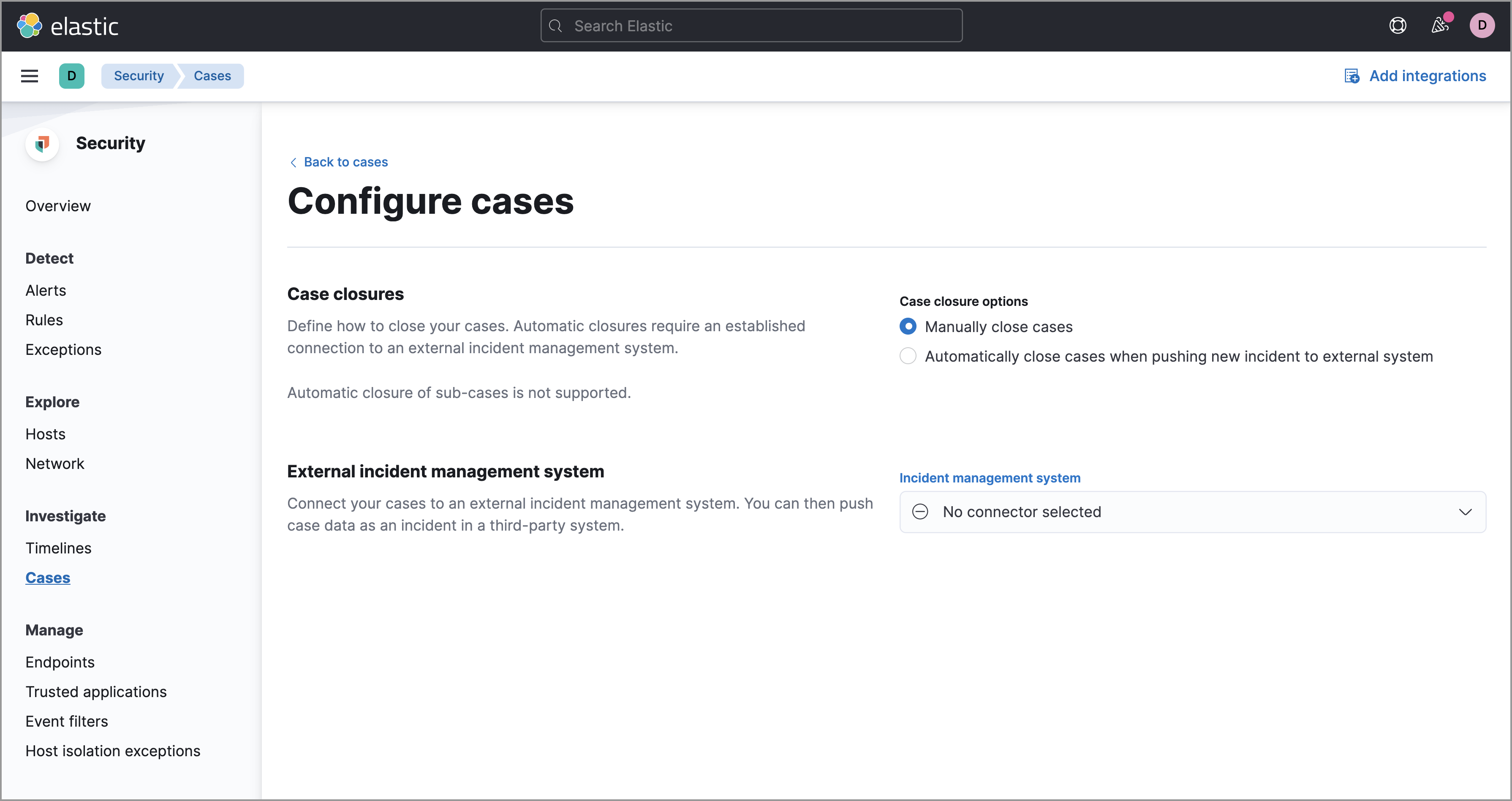 Shows the page for creating connectors