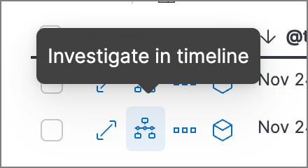 Shows the Investigate in timeline button