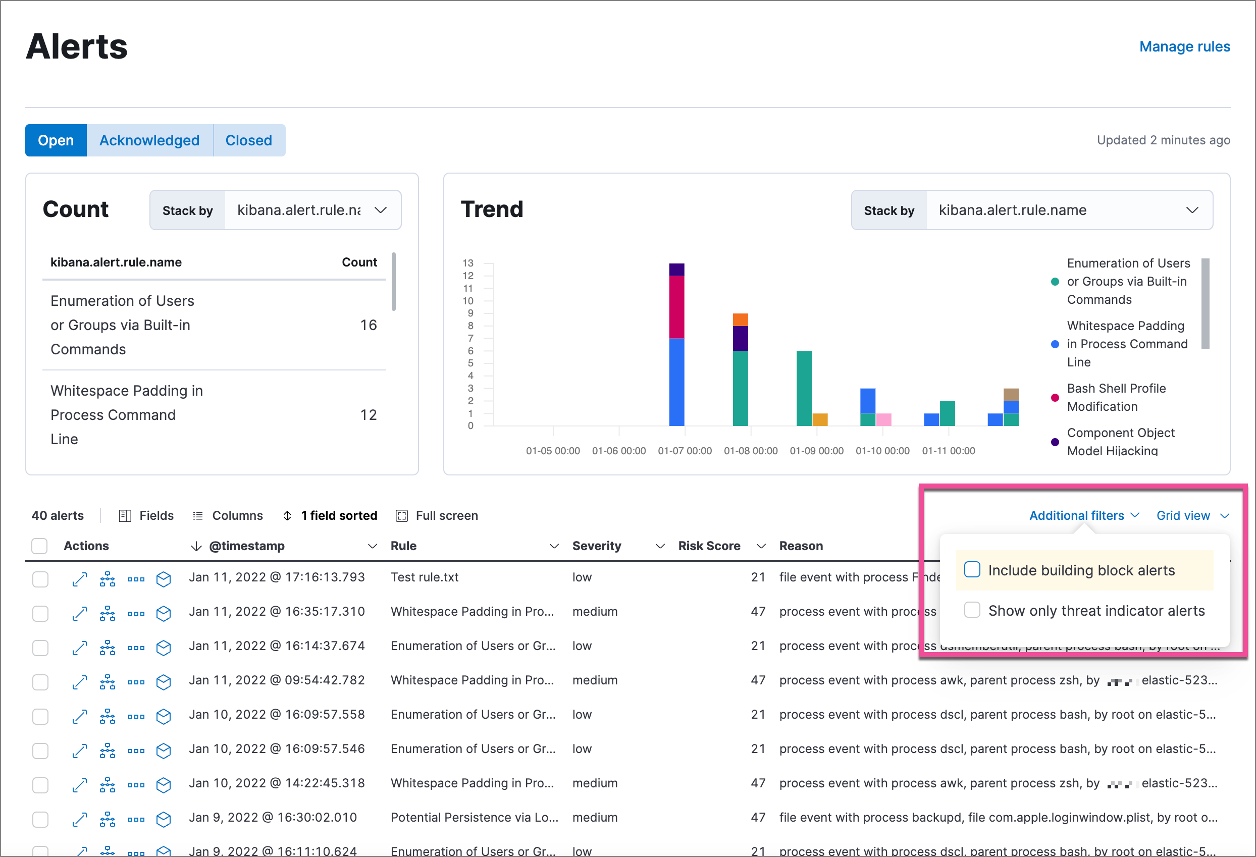 Shows multiple ways to filter information