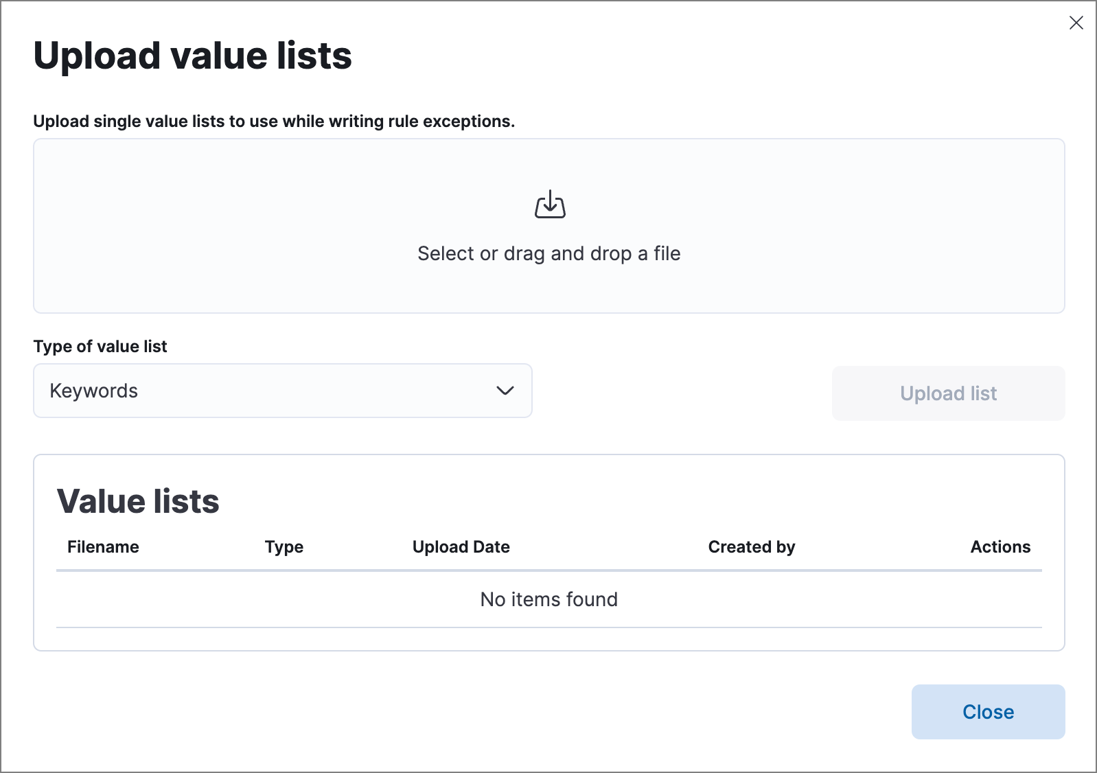 upload lists ui