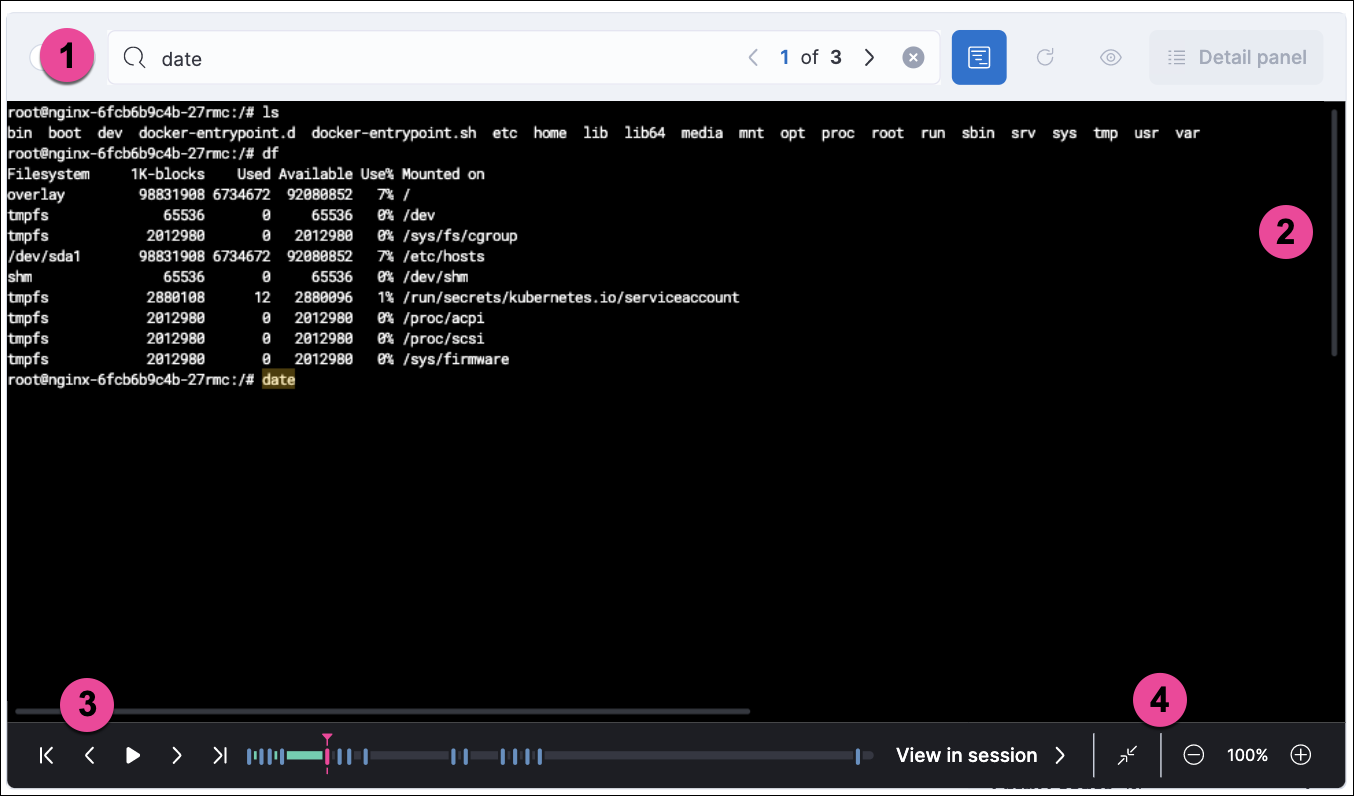 Terminal output view