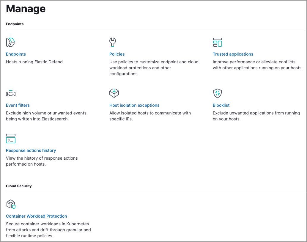 Manage page