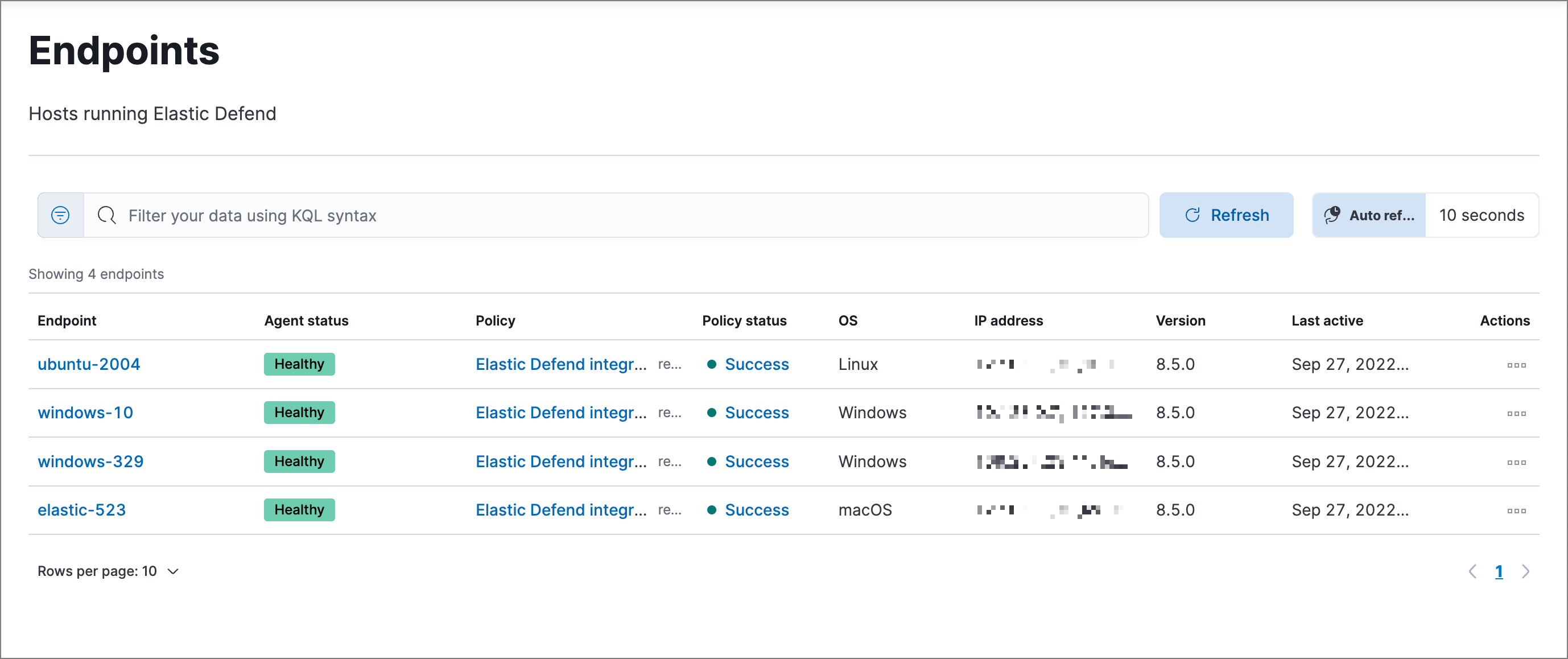 Endpoints page