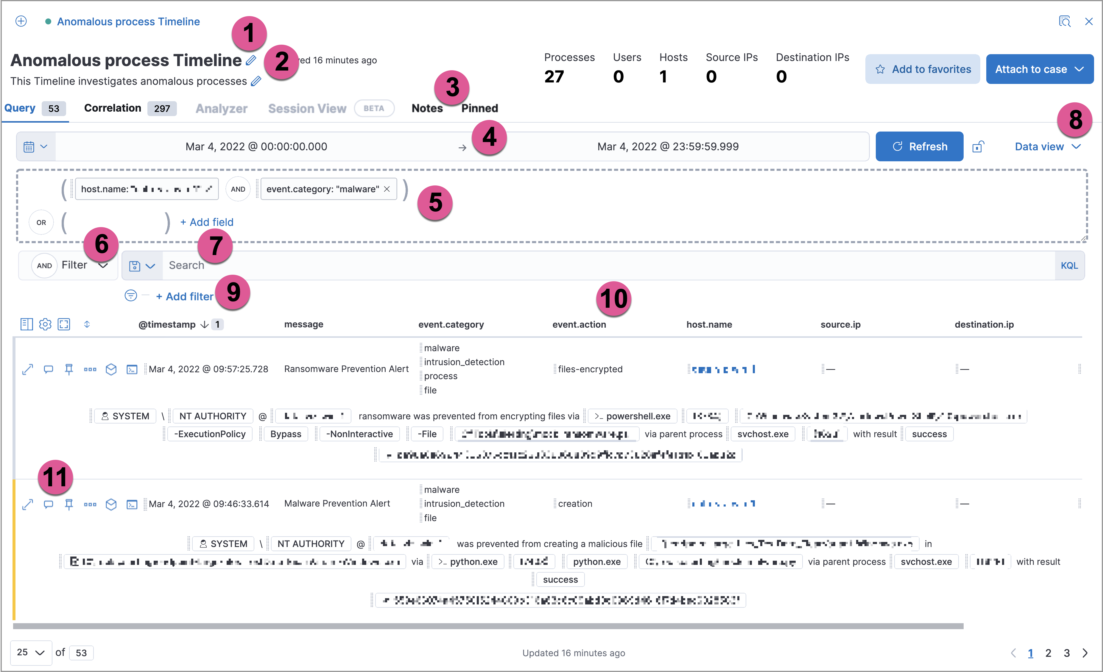 timeline object ui