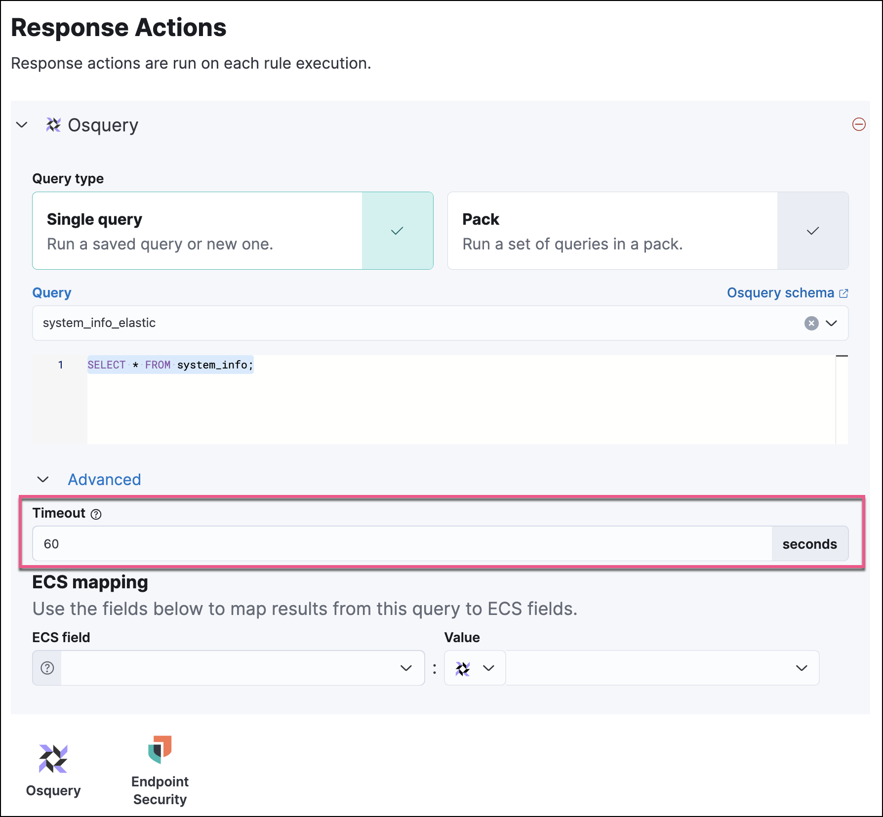 Osquery query timeout setting